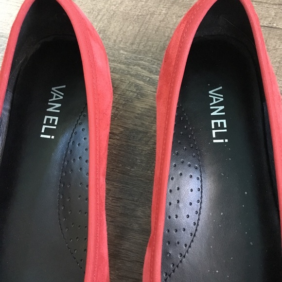 Vaneli Red Suede Multi Color Rhinestone Flats- 8N - Picture 5 of 8